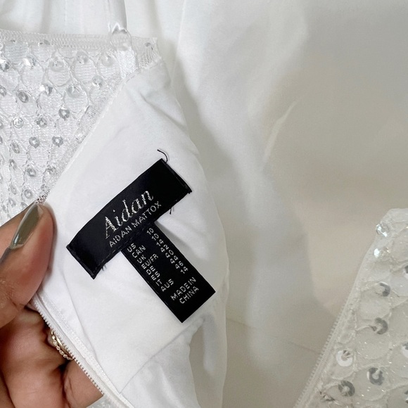 Aidan Mattox Sequined Maxi Ivory Evening Dress - Picture 6 of 8